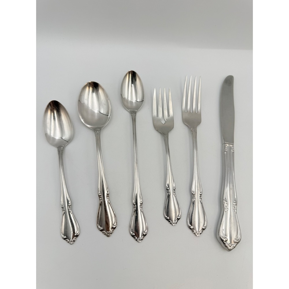 Oneida Chateau Silverware Set 6pc Oneidacraft Deluxe Stainless Flatware Mixed